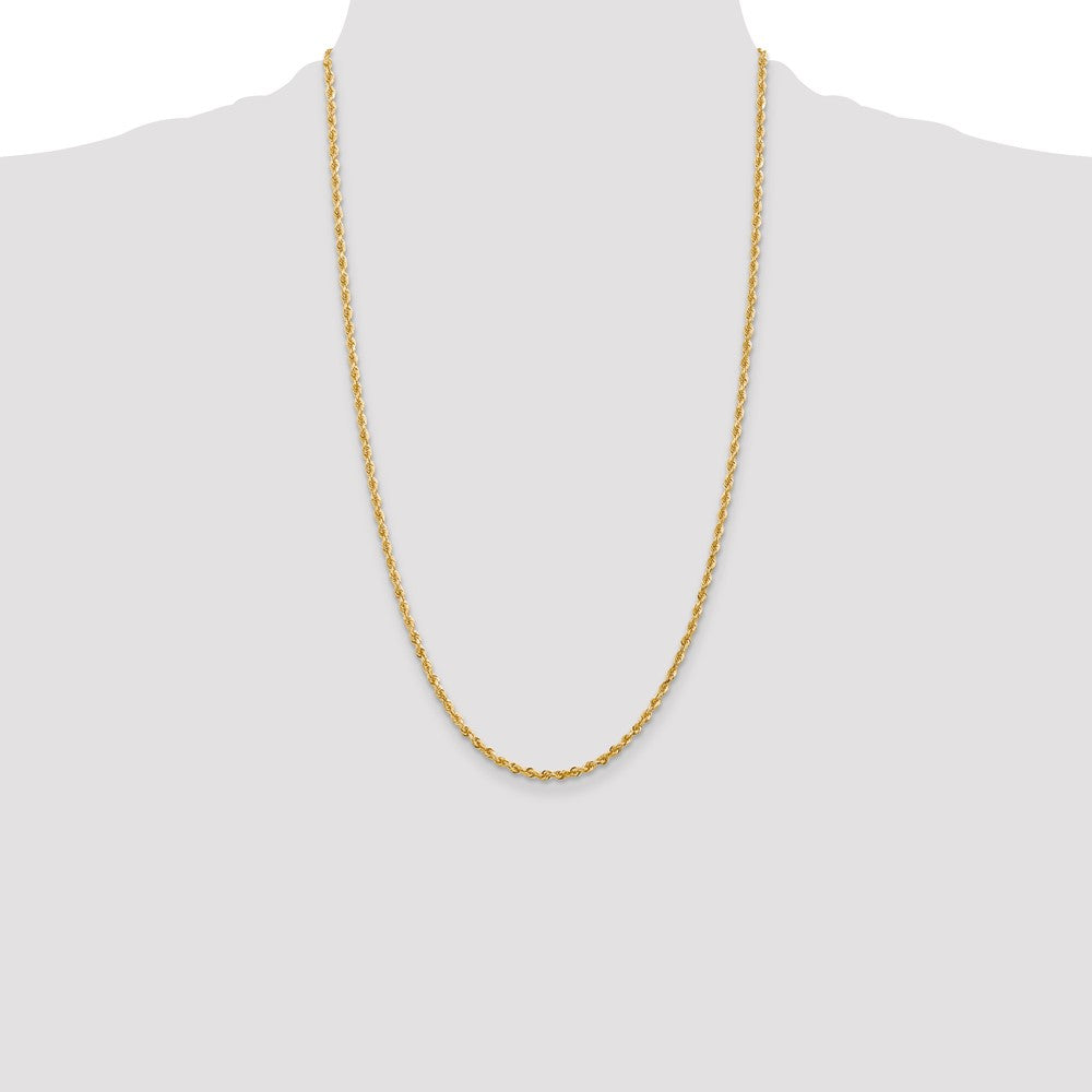 14K 26 Inch 2.75mm Diamond-cut Quadruple Rope Lobster Clasp Chain