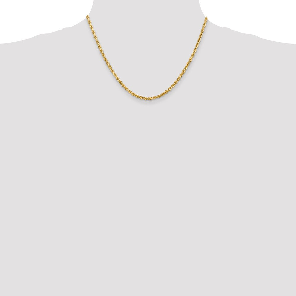 14K Yellow Gold 18 Inch 3.35mm Diamond-cut Quadruple Rope Lobster Clasp Chain
