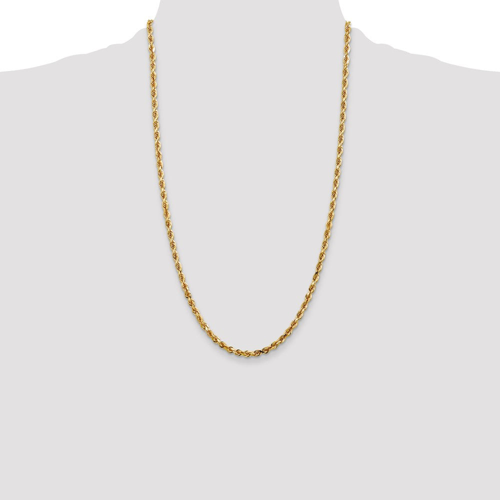 14K 26 Inch 4mm Diamond-cut Quadruple Rope Lobster Clasp Chain