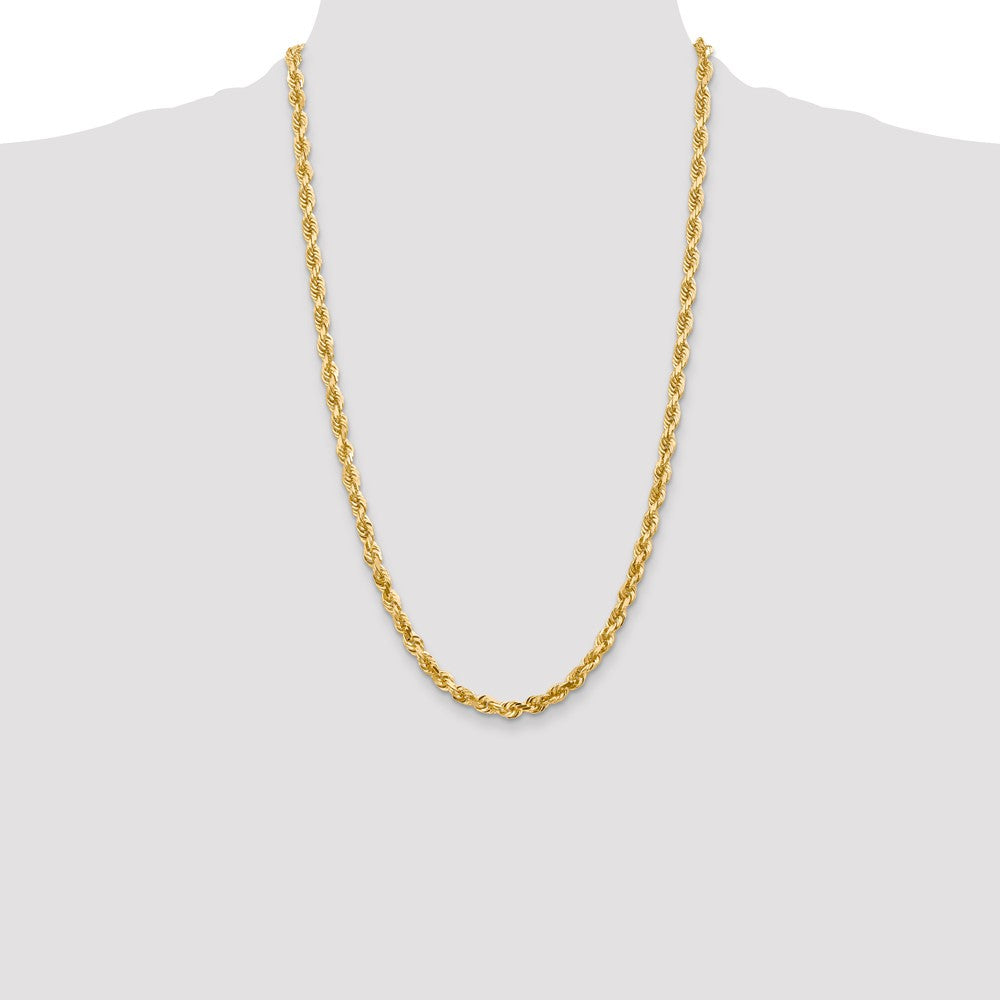 14K 26 Inch 5mm Diamond-cut Quadruple Rope Lobster Clasp Chain