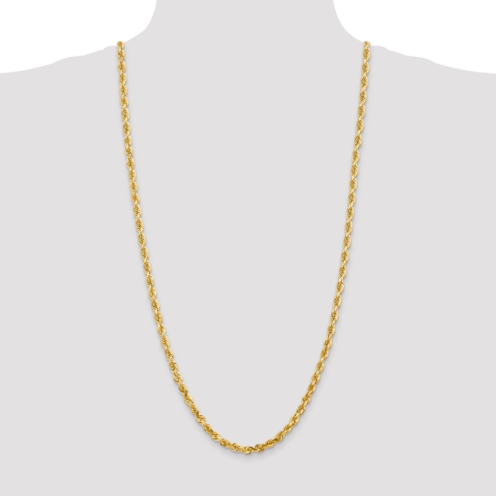 14K 30 Inch 5mm Diamond-cut Quadruple Rope Lobster Clasp Chain