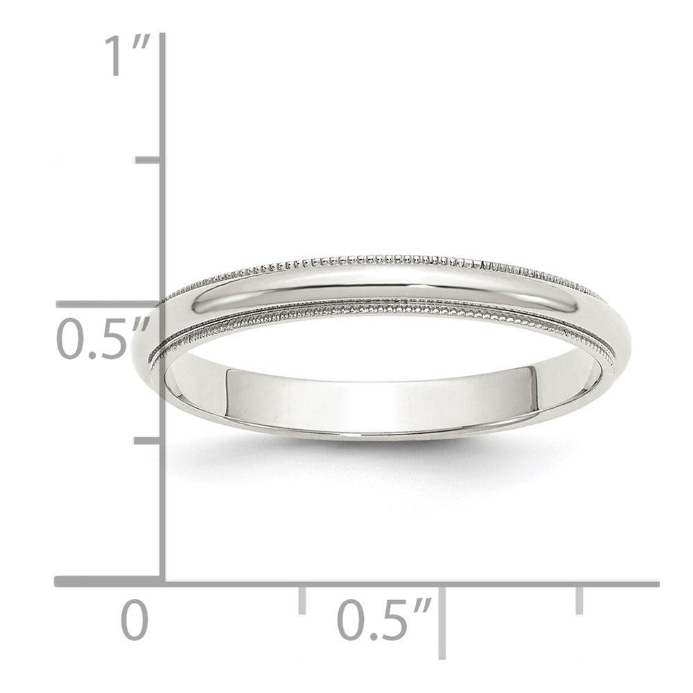 Sterling Silver Rhodium-plated 3mm Half Round Milgrain Size 5 Band