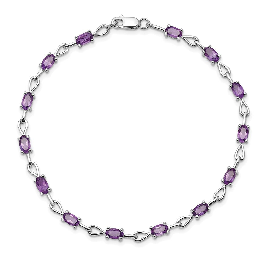 Sterling Silver Rhodium-plated Amethyst Bracelet