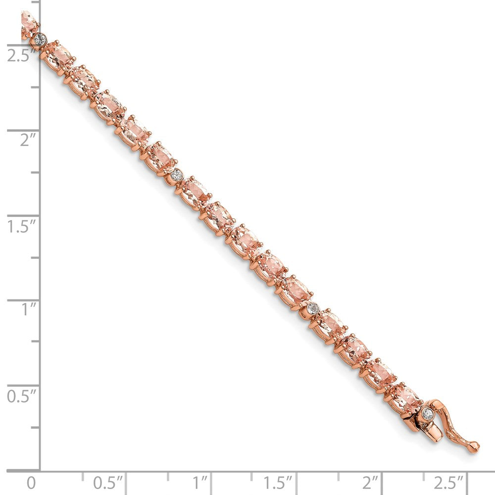 Sterling Silver Rhod & Rose Gold-plate Morg./Crtd. Wht. Sapphire Bracelet