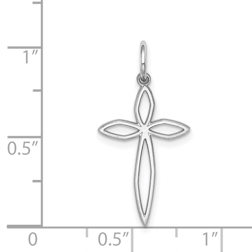 Sterling Silver Rhodium-plated Laser Designed Cross Pendant