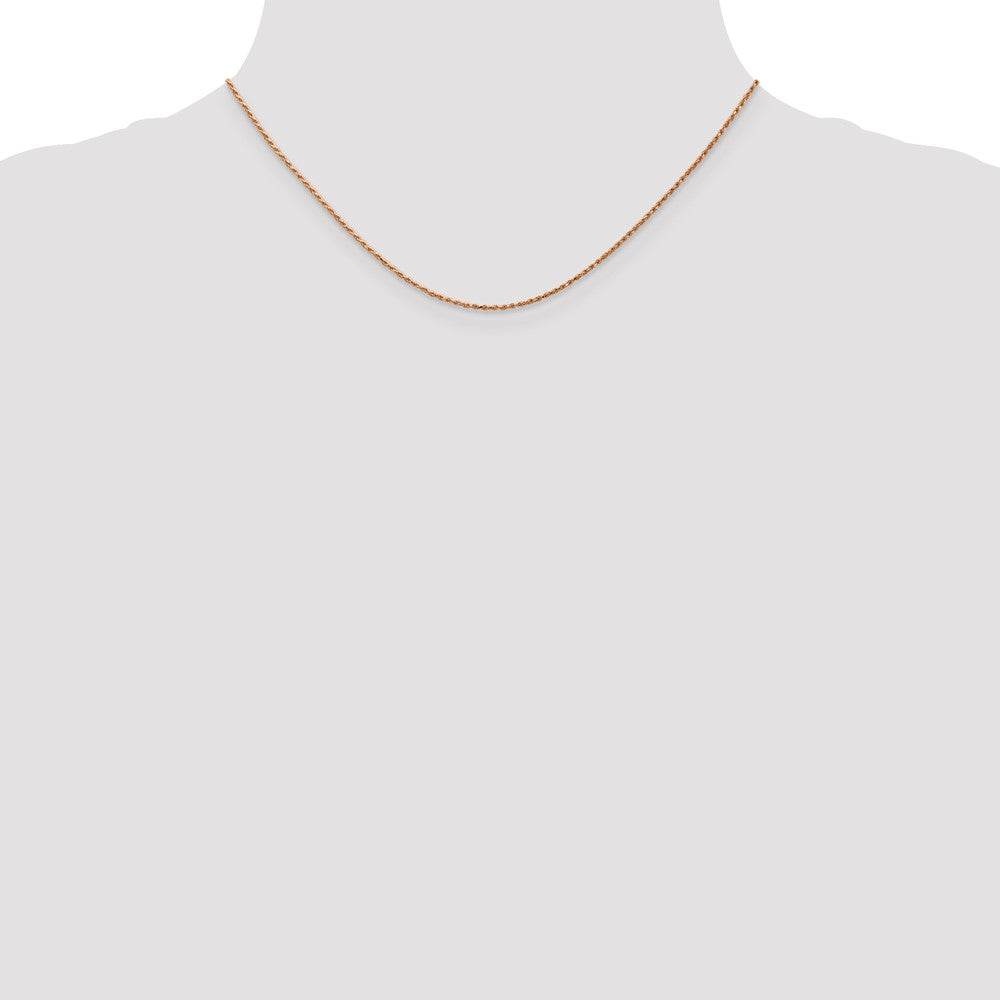 14K Rose Gold 16 inch 1mm Diamond-cut Made Rope with Lobster Clasp Chain