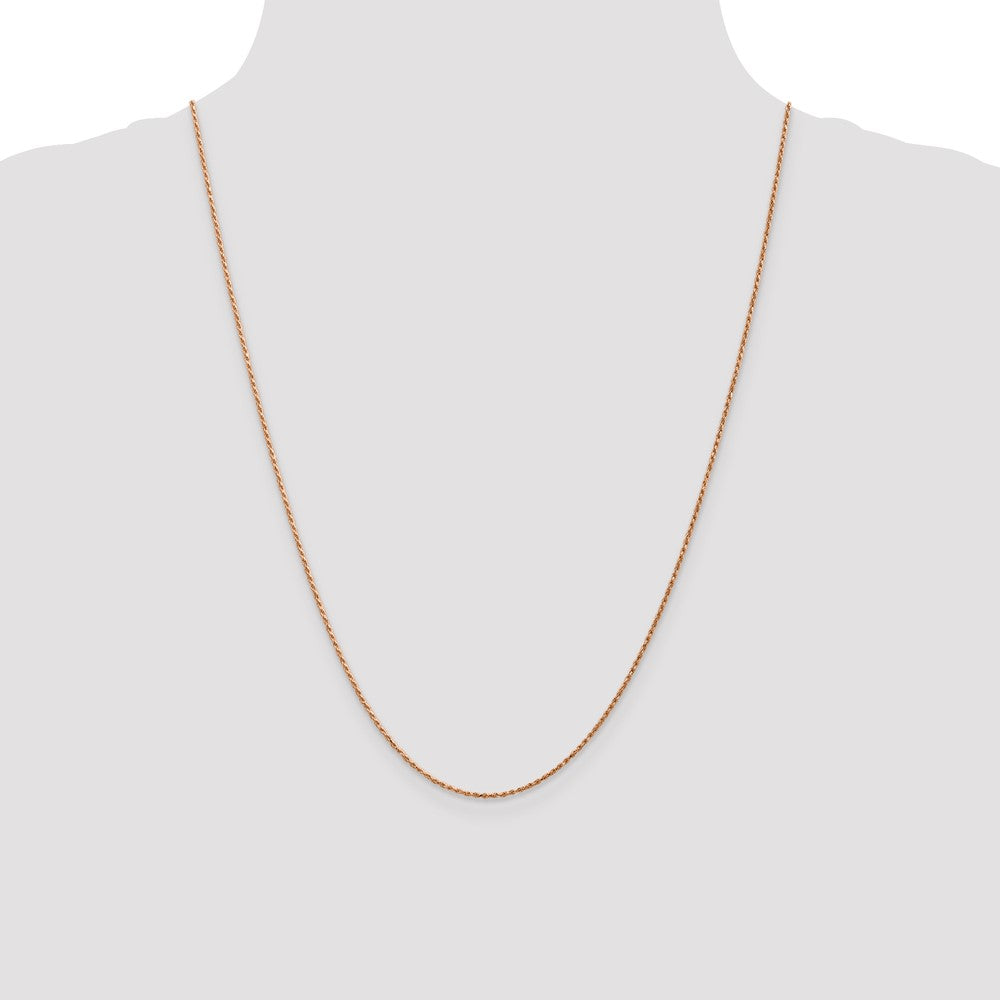14K Rose Gold 24 inch 1mm Diamond-cut Made Rope with Lobster Clasp Chain