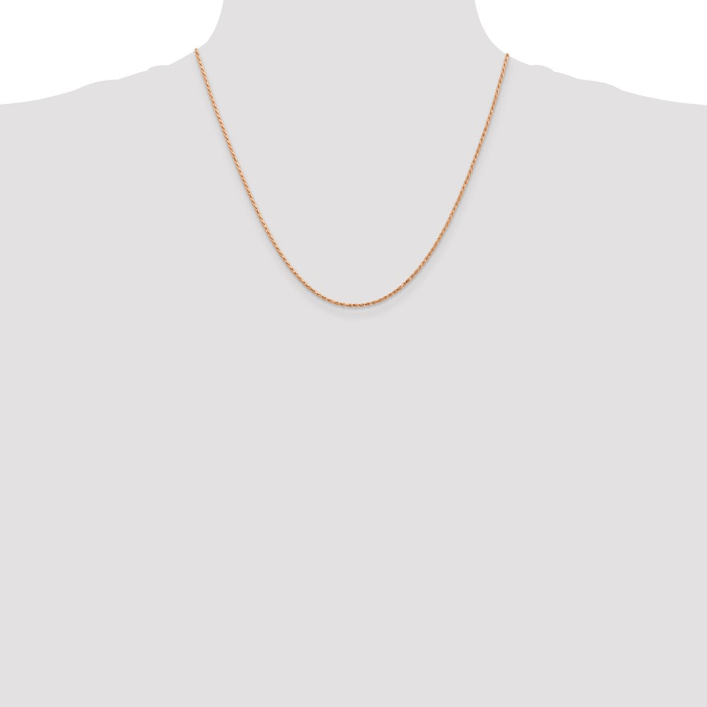 14K Rose Gold 20 inch 1.5mm Diamond-cut Made Rope with Lobster Clasp Chain