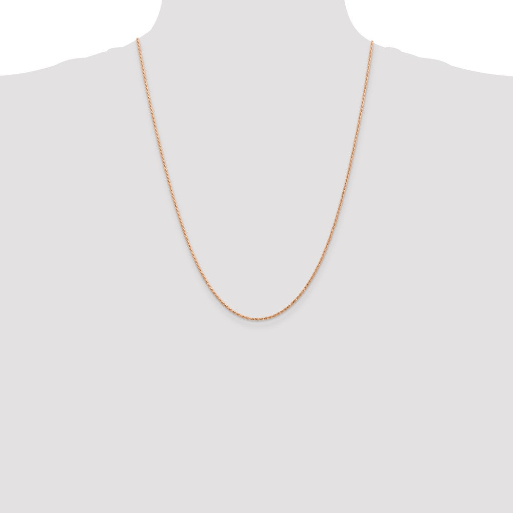 14K Rose Gold 24 inch 1.5mm Diamond-cut Made Rope with Lobster Clasp Chain