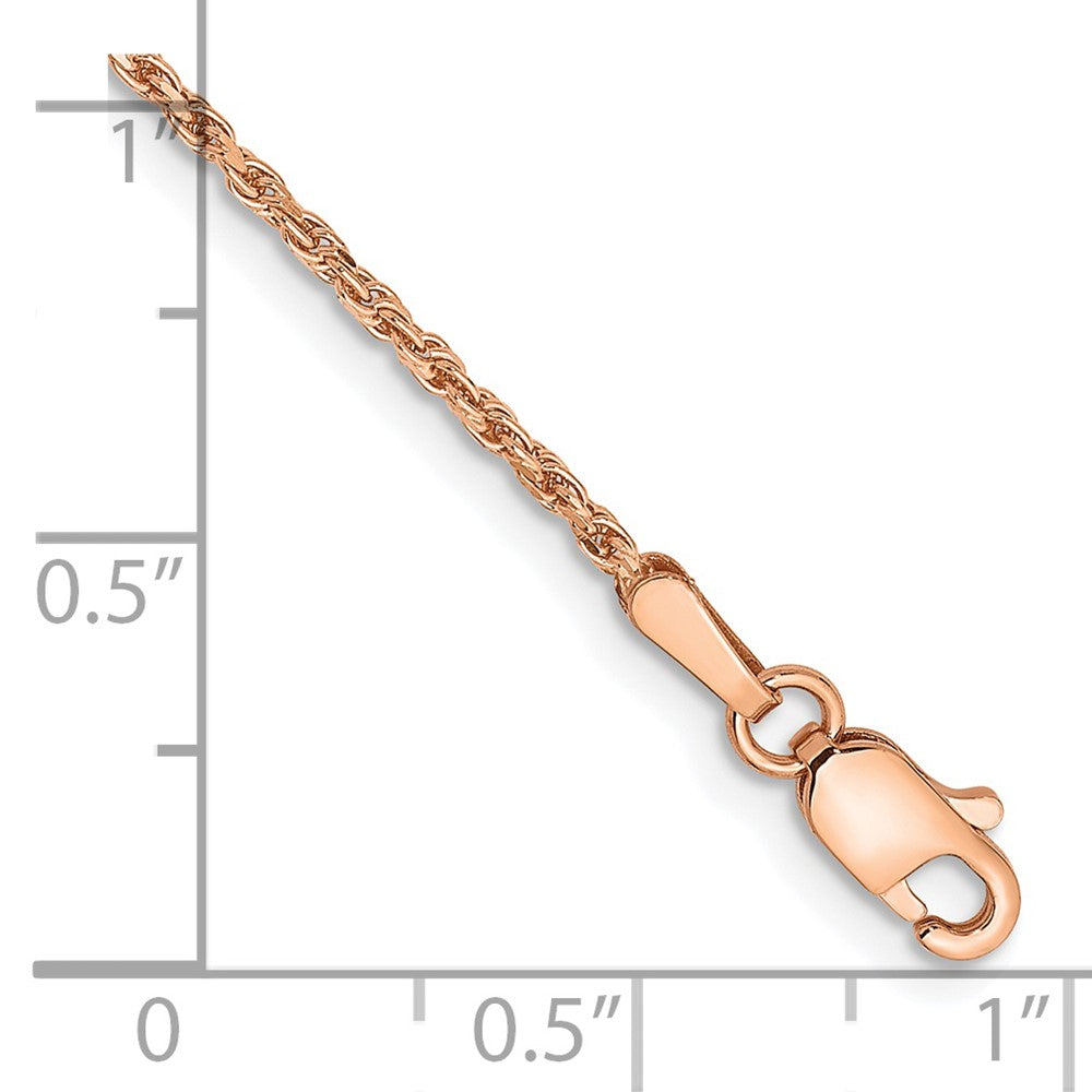 14K Rose Gold 7 inch 1.5mm Diamond-cut Made Rope with Lobster Clasp Chain