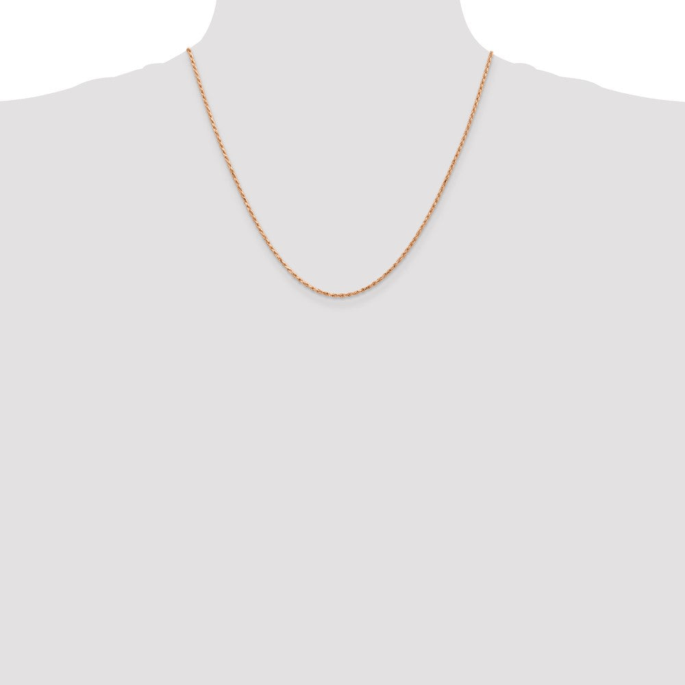 14K Rose Gold 20 inch 1.8mm Diamond-cut Made Rope with Lobster Clasp Chain