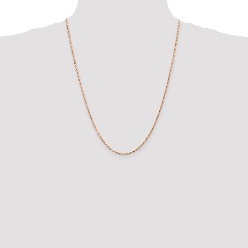 14K Rose Gold 24 inch 1.8mm Diamond-cut Made Rope with Lobster Clasp Chain