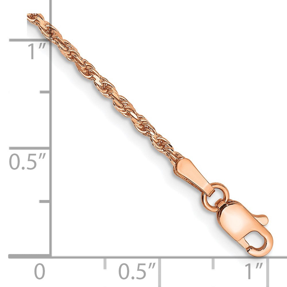 14K Rose Gold 9 inch 1.8mm Diamond-cut Made Rope with Lobster Clasp Anklet
