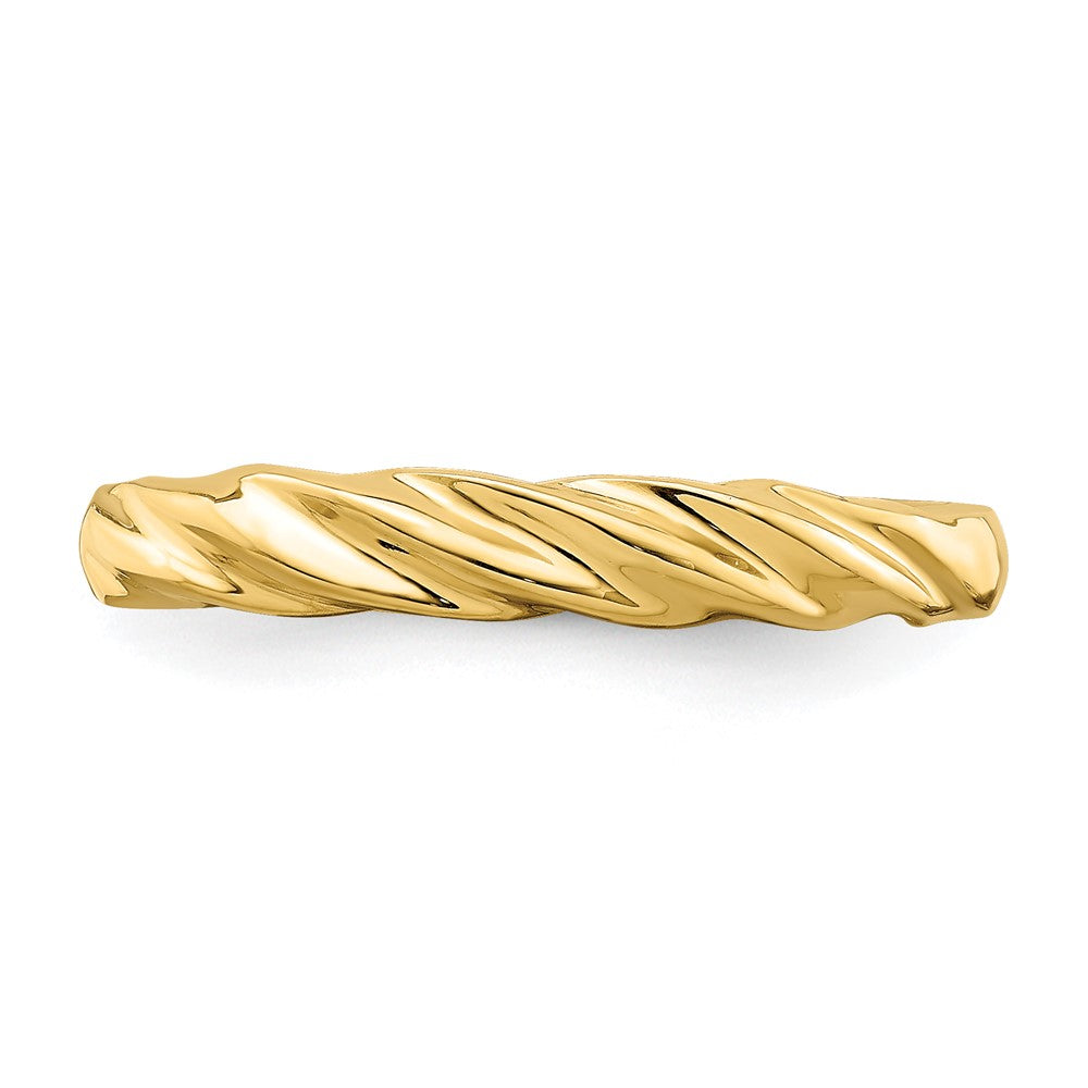 14k Yellow Gold Polished Thin Ribbed Dome Ring