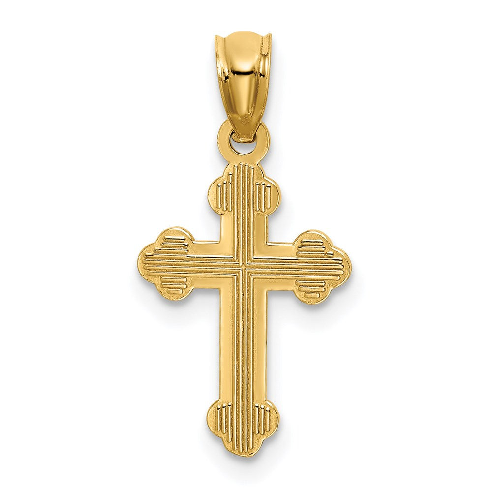 14k Yellow Gold Small Budded Cross Charm