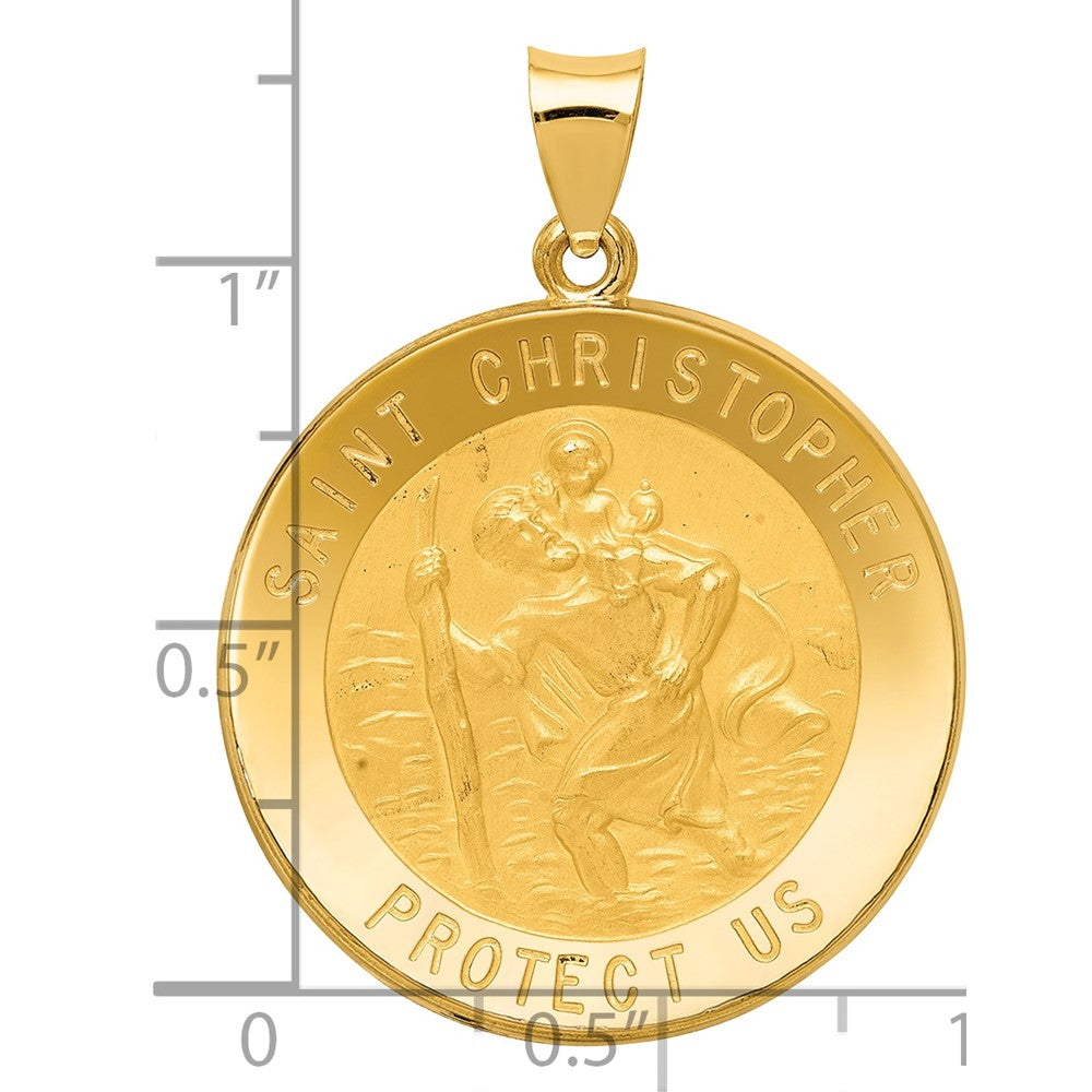 14k Saint Christopher Medal Hollow Pendant