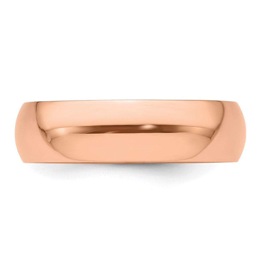 14k Rose Gold 6mm Half-Round Wedding Band Size 6