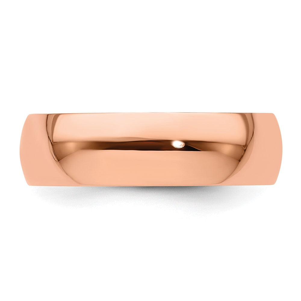 14k Rose Gold 6mm Lightweight Half Round Wedding Band Size 7