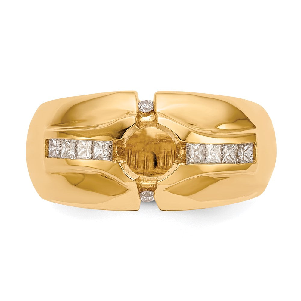 14k Yellow Gold (Holds 1-5.5 Round Center, 8-2.0, 2-1.8mm Round) Men's Ring Mounting