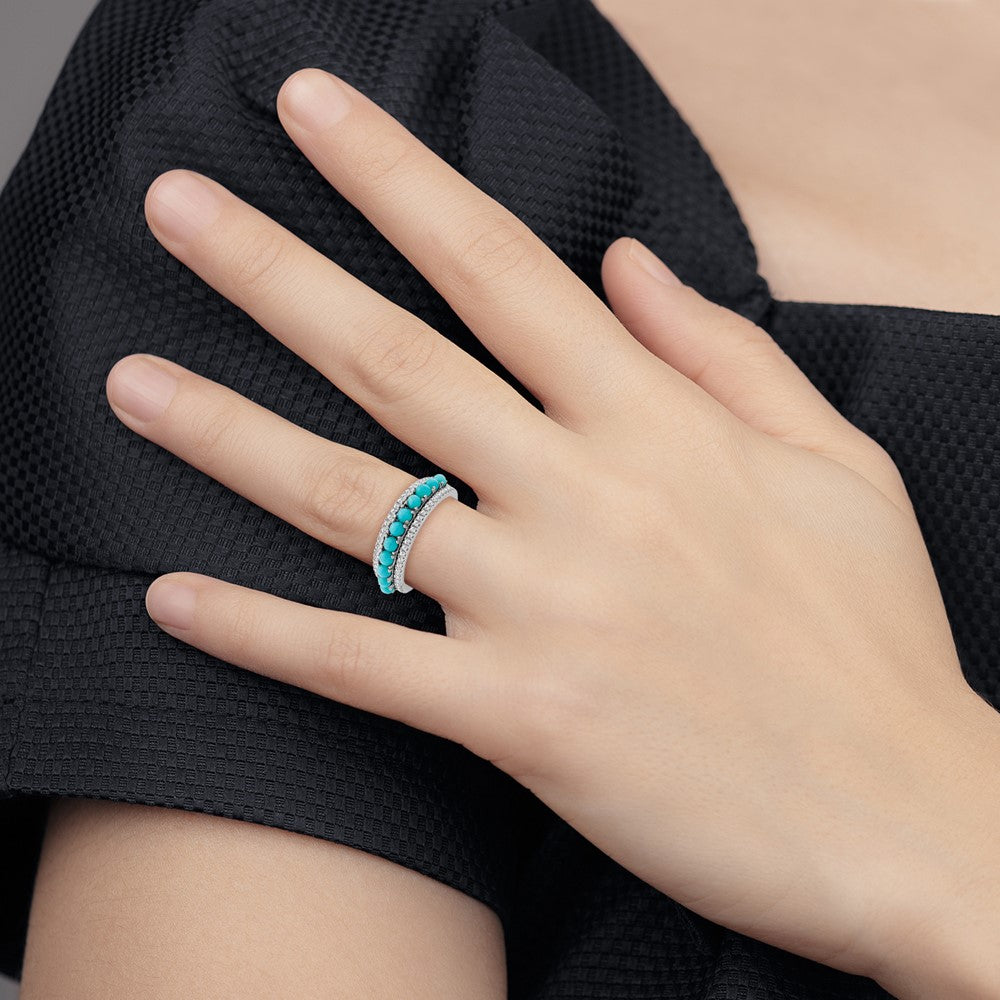 14k White Gold Turquoise and White Topaz Ring