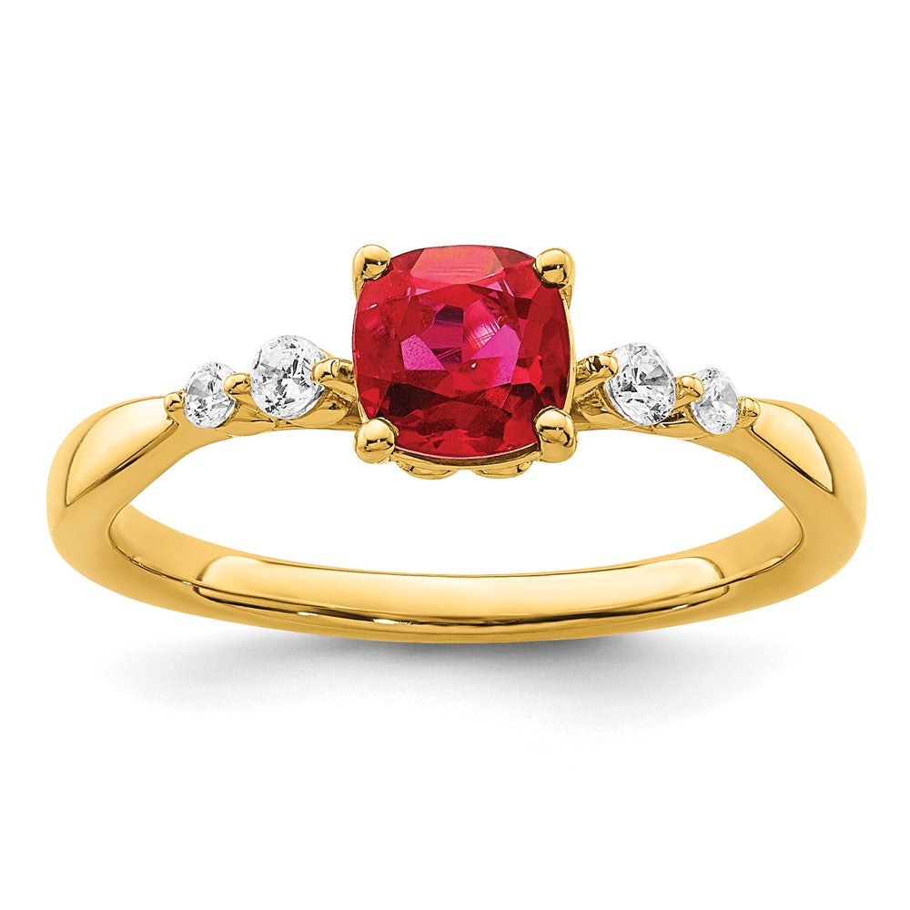 14k Gold Polished Ruby and Diamond Ring