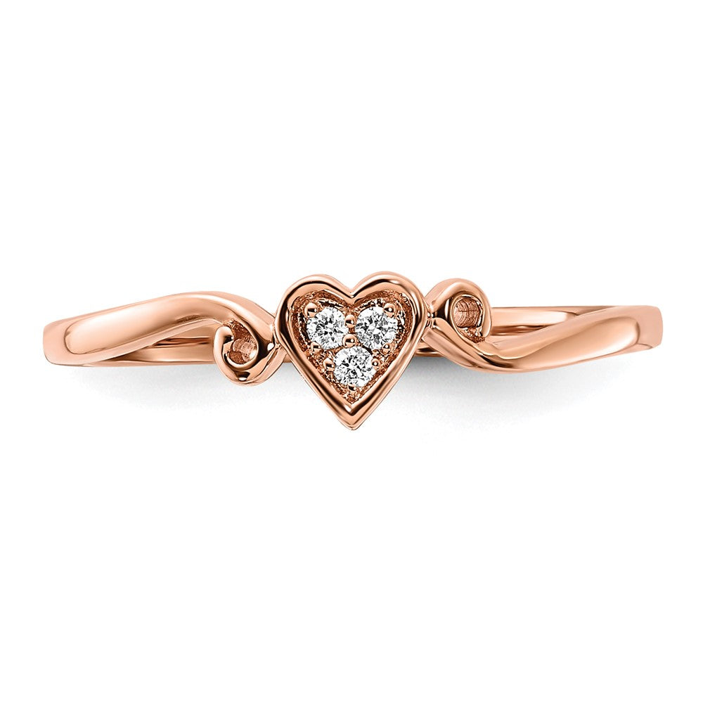 14k Rose Gold Rose Gold Polished Heart Diamond Ring