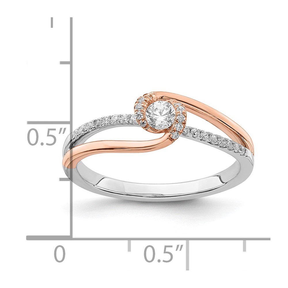14k Two-tone White & Rose Polished Fancy ByPass Diamond Ring