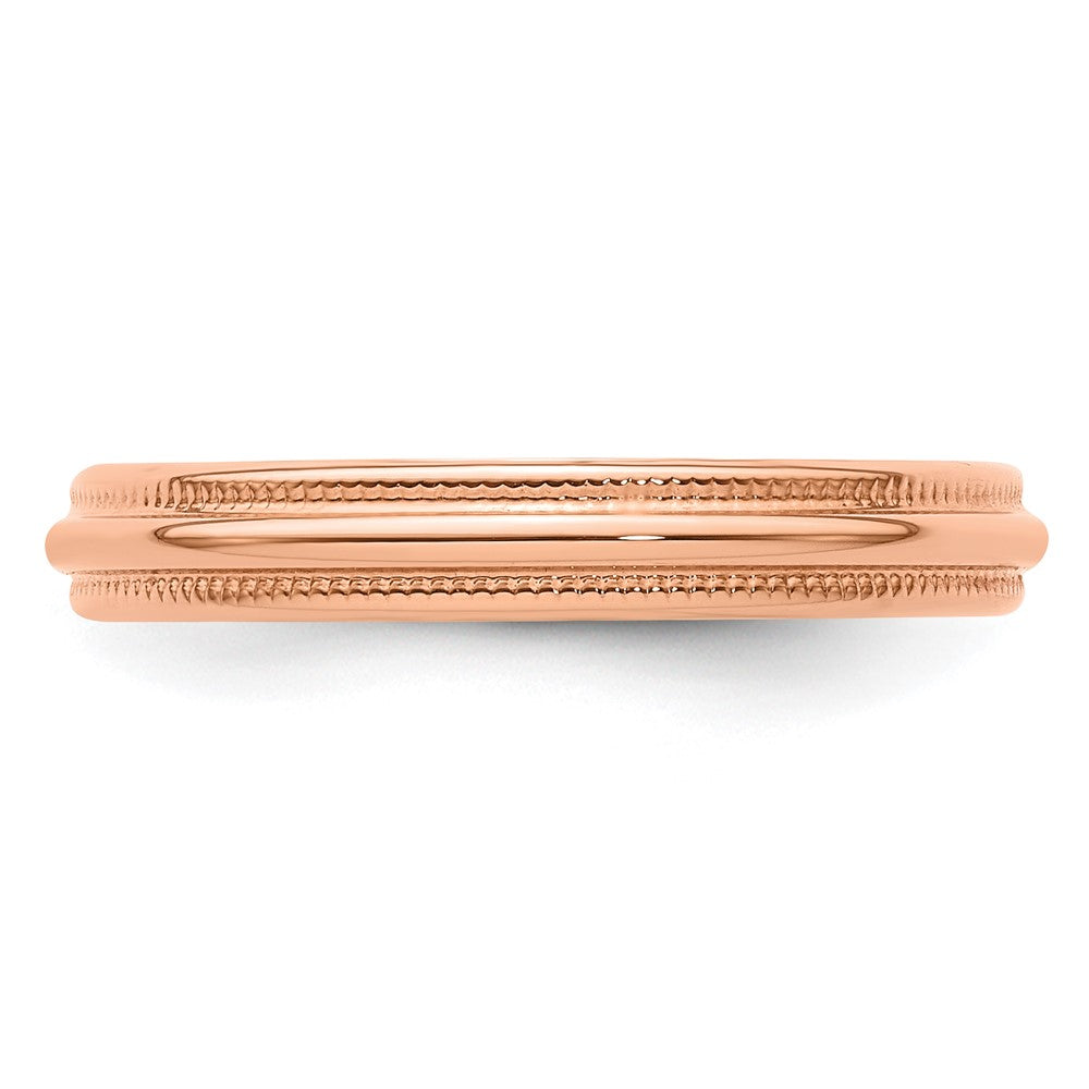 14k Rose Gold 3mm Lightweight Milgrain Half Round Wedding Band Size 13.5