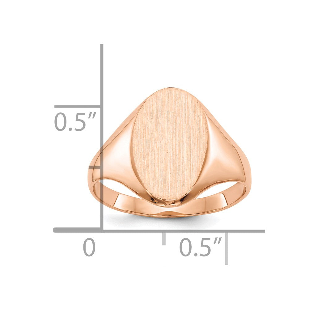 14k Rose Gold Rose 14.0x8.5mm Closed Back Signet Ring