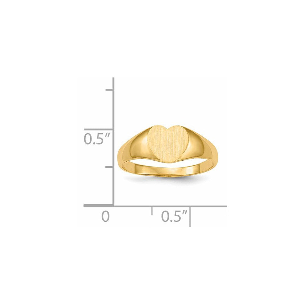 14k Yellow Gold 6.5x8.0mm Closed Back Heart Signet Ring