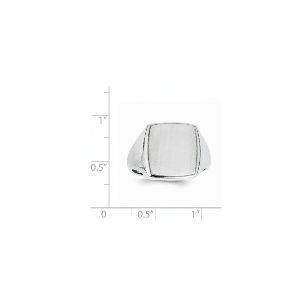 14k White Gold 15.0x13.0mm Open Back Mens Signet Ring