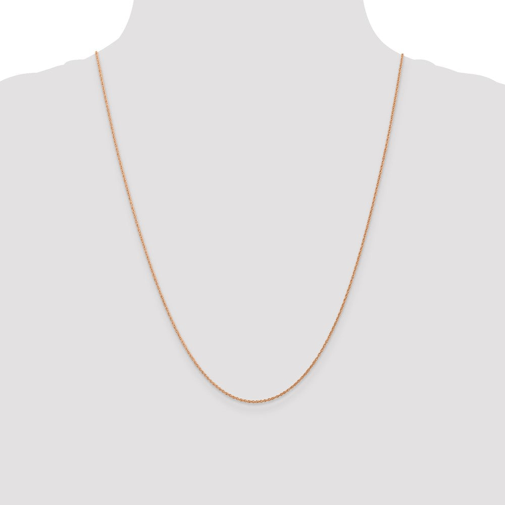 14K Rose Gold 24 inch .8mm Rope with Spring Ring Clasp Chain