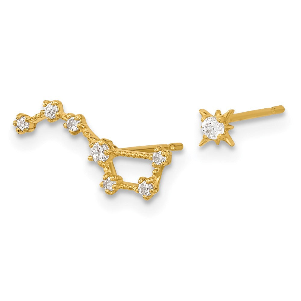 14k Madi K CZ 1 Stud Star & 1 Little Dipper Post Earrings