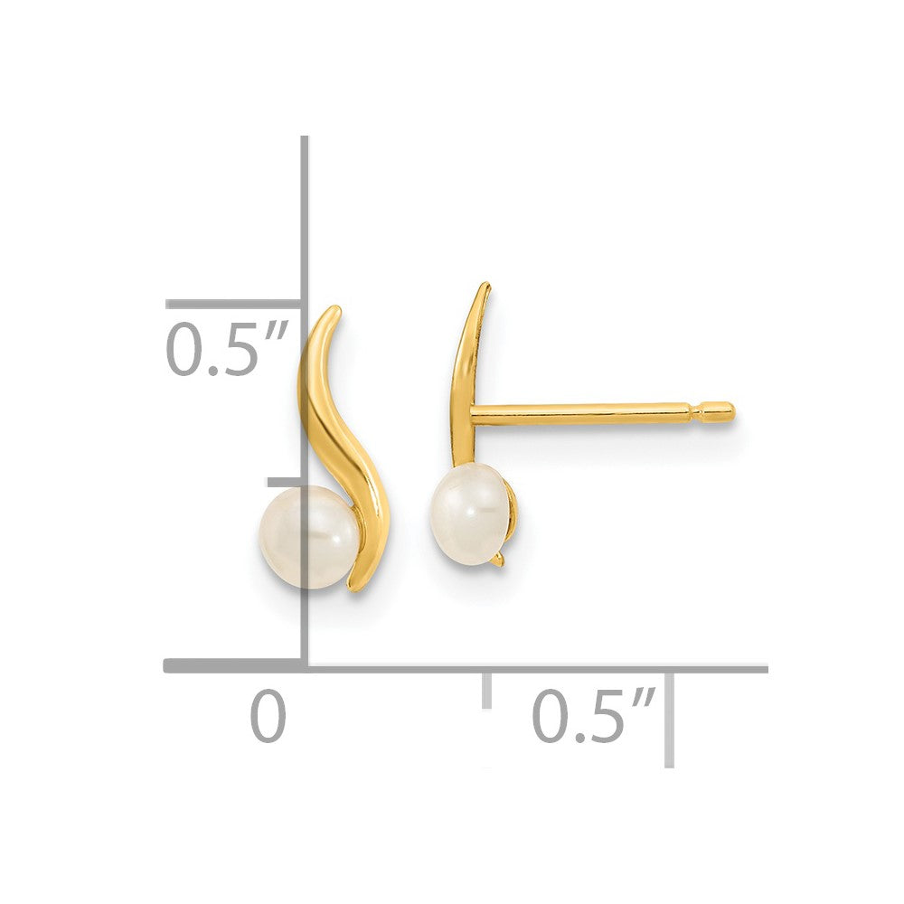 14K Madi K Polished 3.25mm Freshwater Cultured Pearl Post Earrings