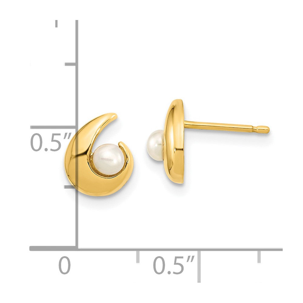 14K Madi K Polished 3.5mm Freshwater Cultured Pearl Post Earrings