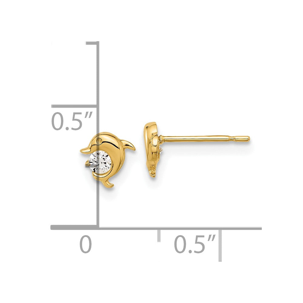 14k Madi K Polished CZ Dolphin Post Earrings