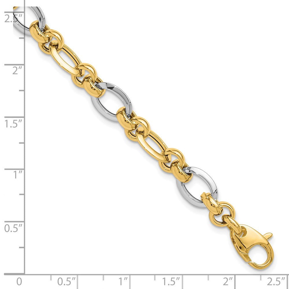 14K Two-tone Polsihed Fancy Link Bracelet