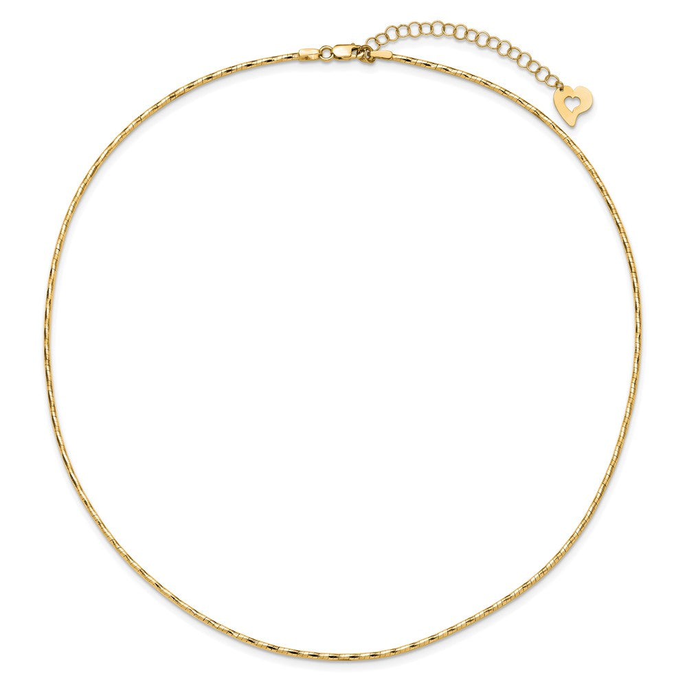 14K Yellow Polished w/2in. Ext. Round Twisted Omega Necklace