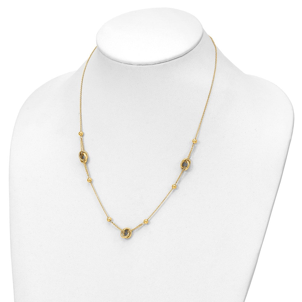 14K Polished Bead and Link w/1.5 in ext. Necklace
