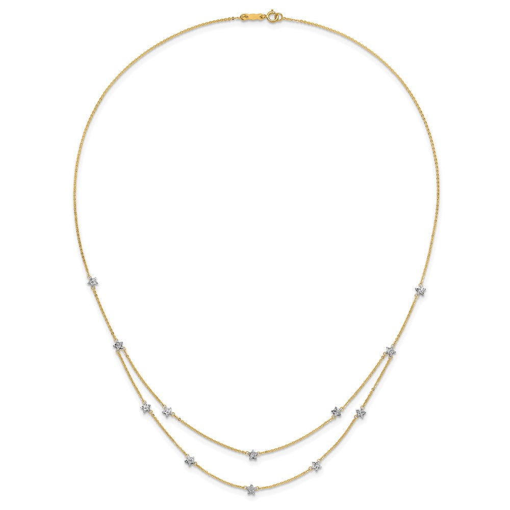 14K Two Tone Double Chain Star Necklace