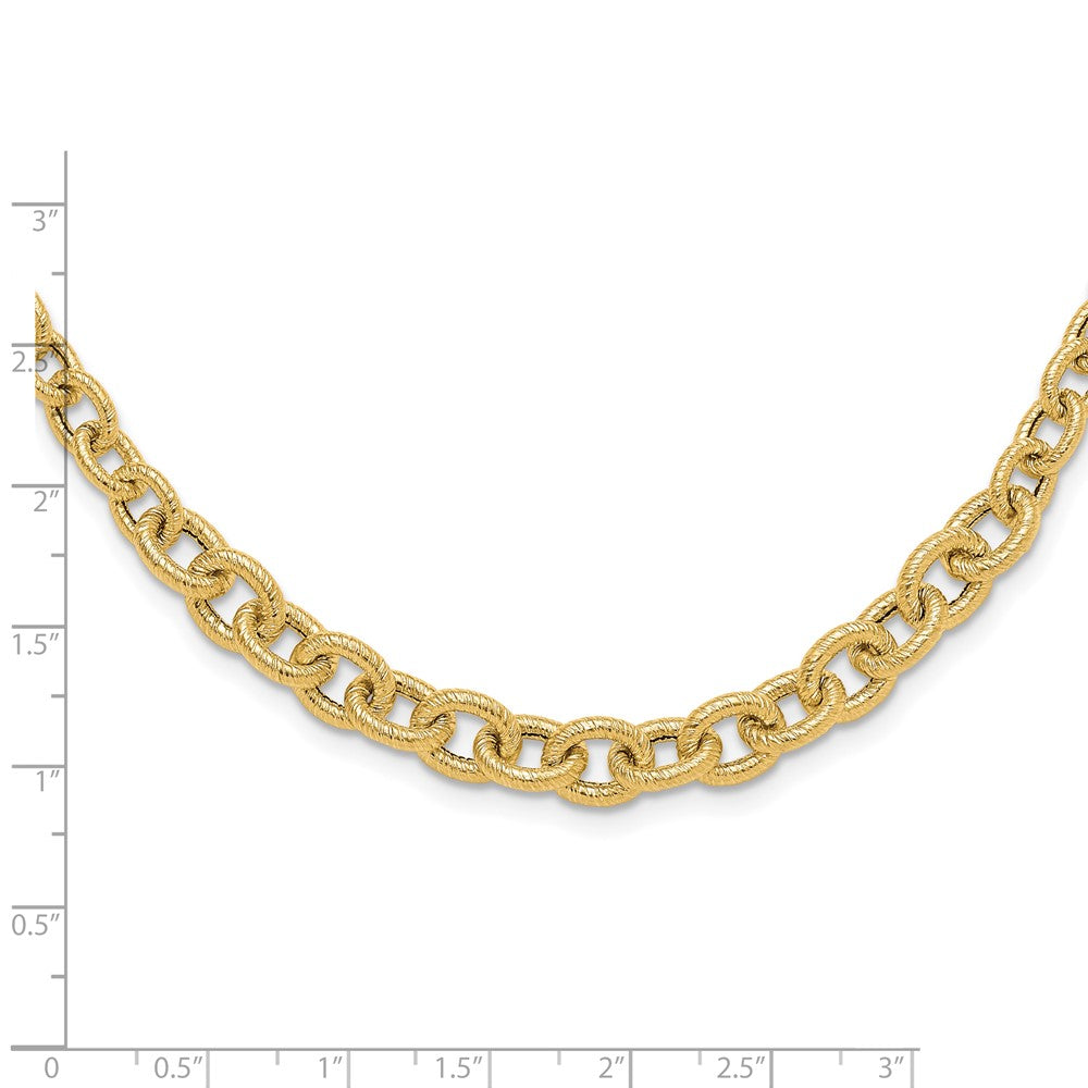 14K Textured and Graduated Fancy Link Necklace