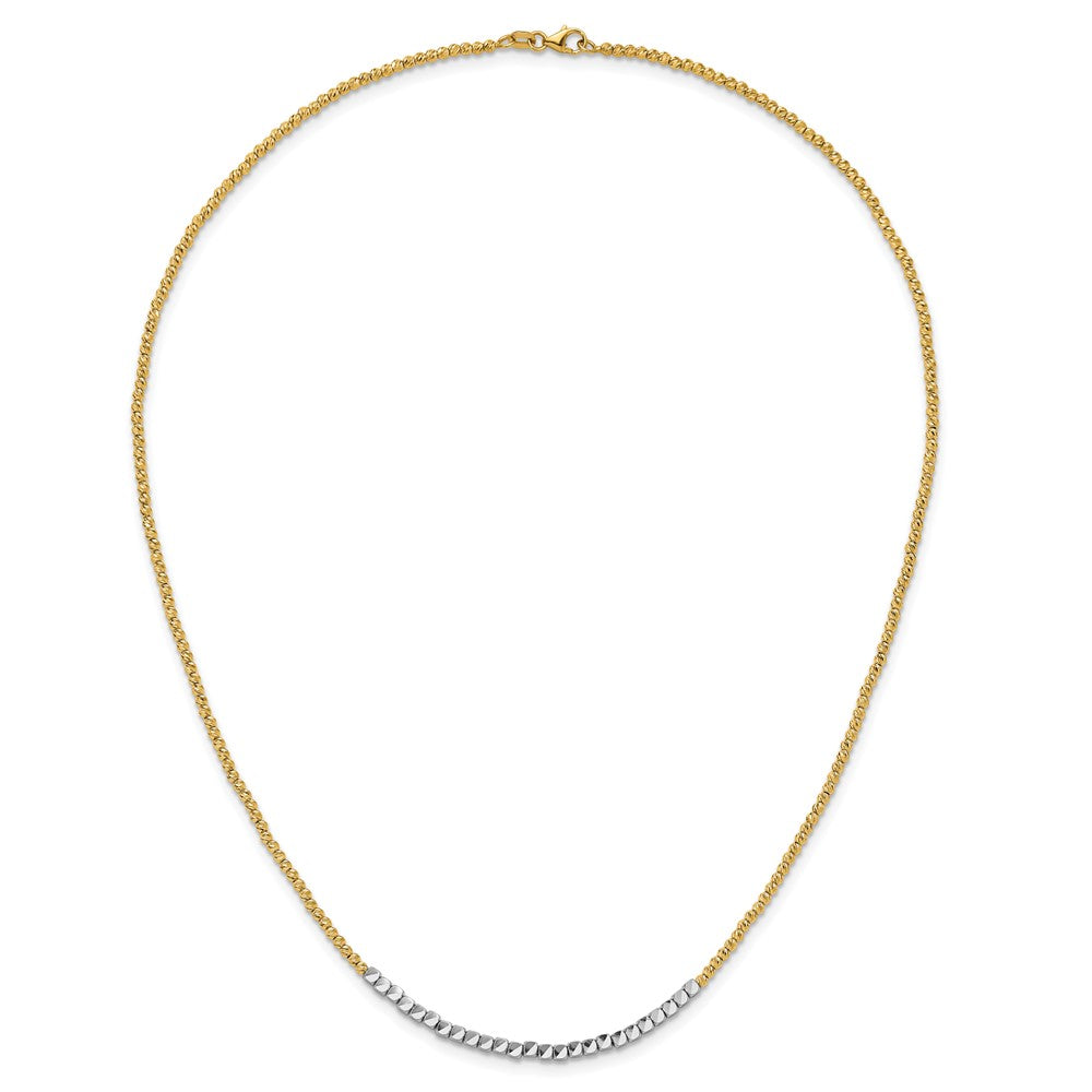 14K Two-tone Diamond-cut Beaded 18in Necklace