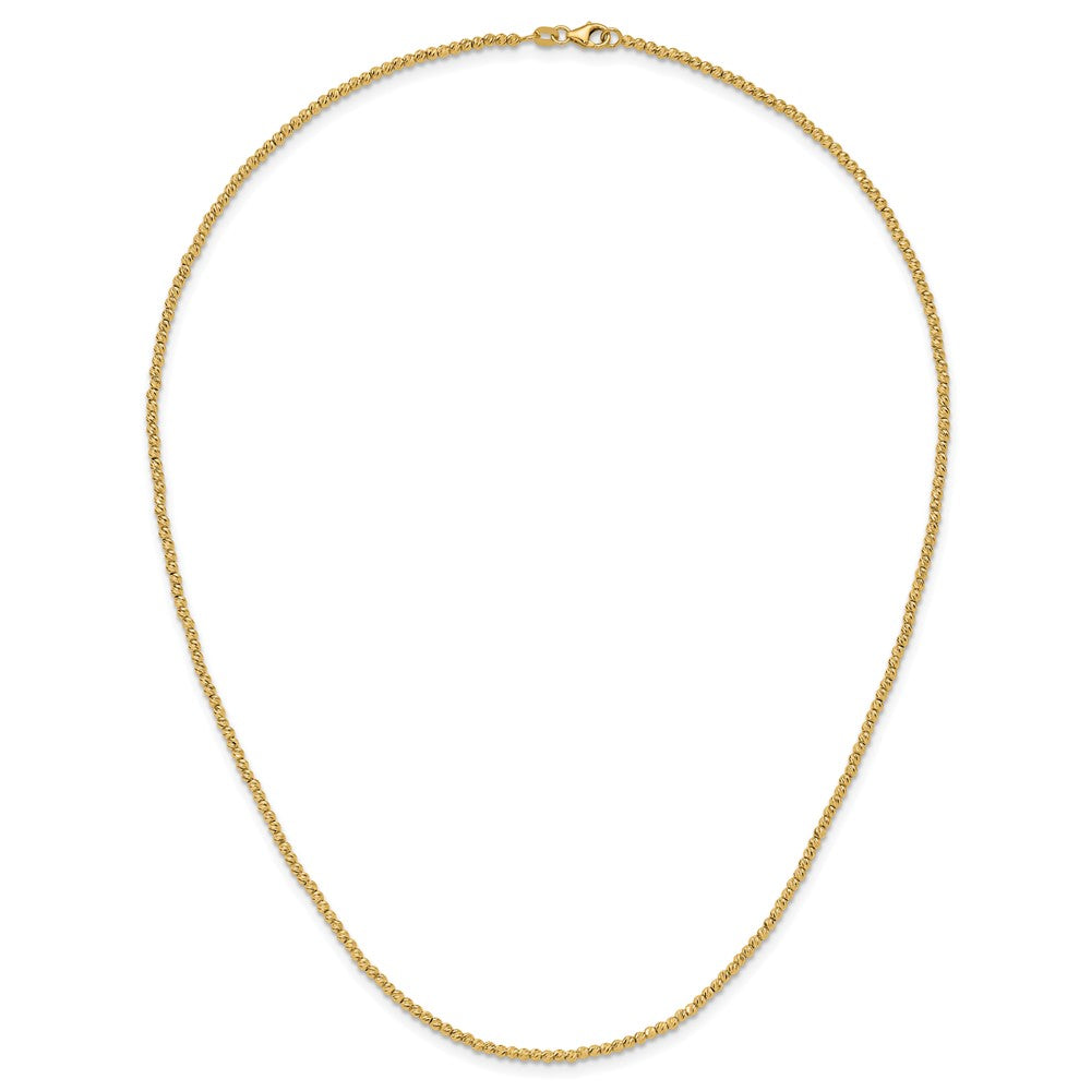 14K Polished and Diamond-cut Beaded 18in Necklace