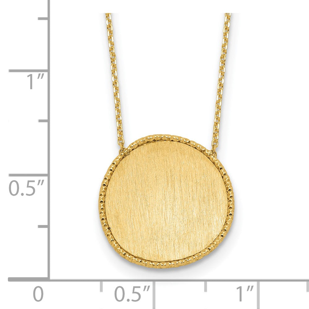 14K Gold Polished & Brushed Diamond Cut 16.25in w/2 in ext. Necklace