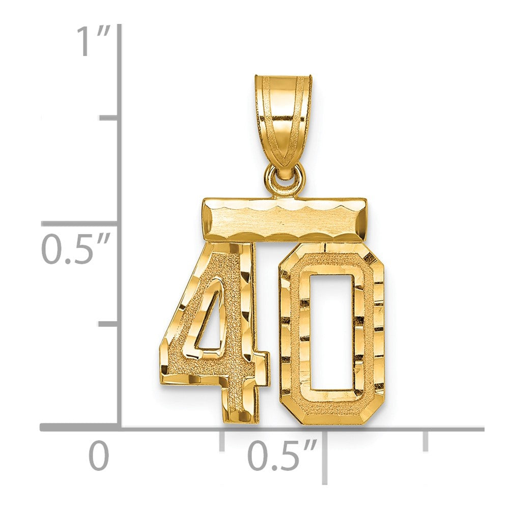 14k Small Brushed Diamond-cut Number 40 Charm