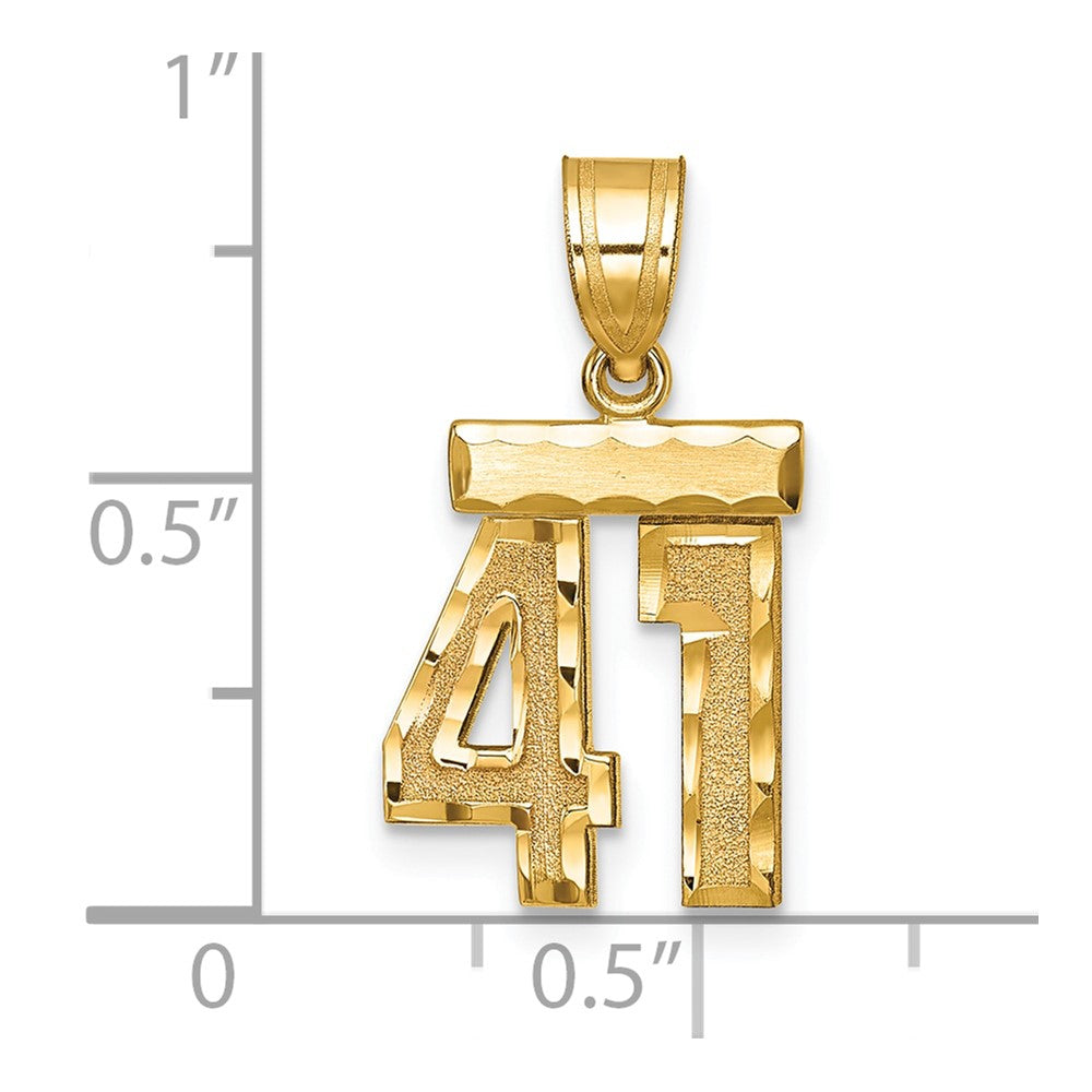14k Small Brushed Diamond-cut Number 41 Charm