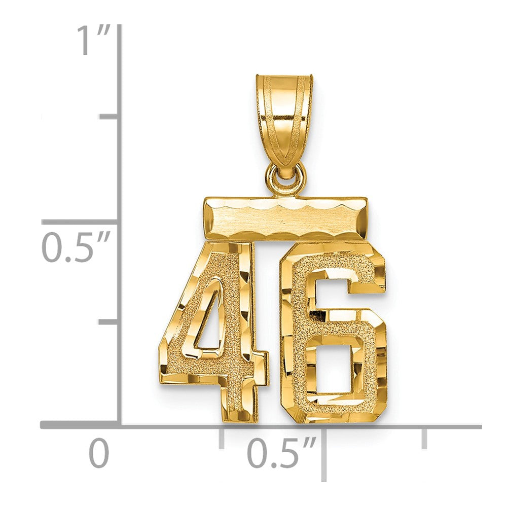 14k Small Brushed Diamond-cut Number 46 Charm