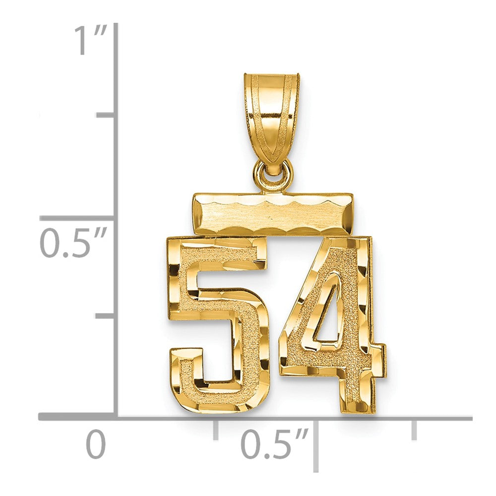 14k Small Brushed Diamond-cut Number 54 Charm