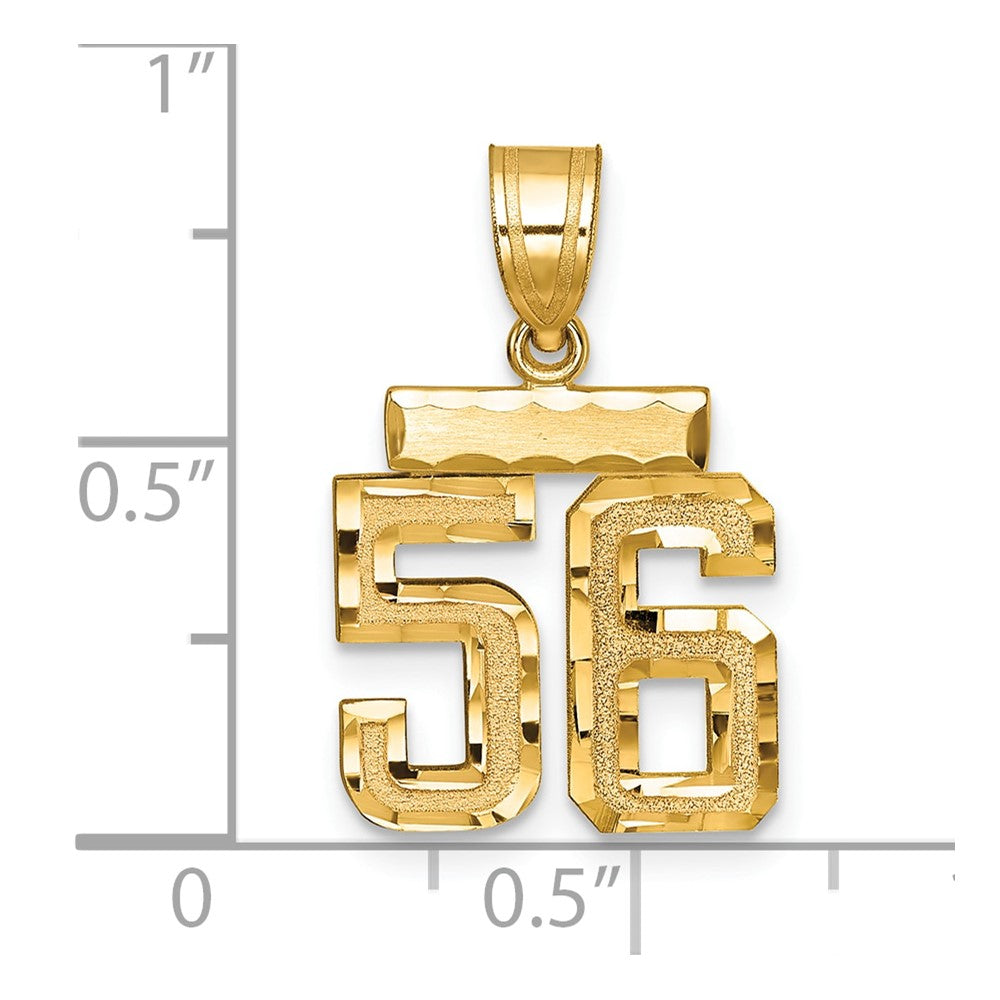 14k Small Brushed Diamond-cut Number 56 Charm