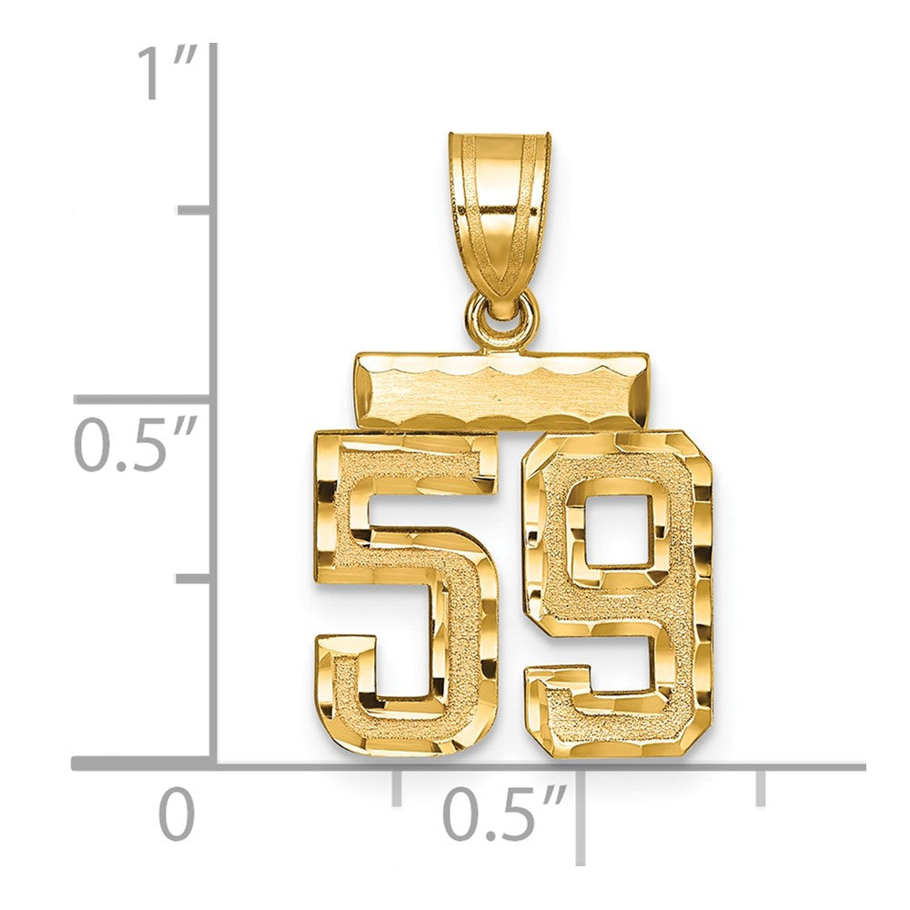 14k Small Brushed Diamond-cut Number 59 Charm
